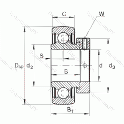 Подшипник шариковый закрепляемый RAE 35-NPP-B от производителя  INA Подшипник шариковый закрепляемый RAE 35-NPP-B от производителя  INA
