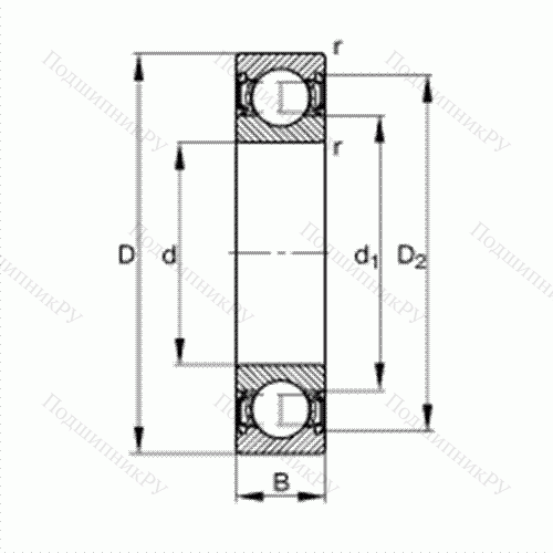 Подшипник шариковый радиальный 61912-2RSR от производителя  FAG Подшипник шариковый радиальный 61912-2RSR от производителя  FAG