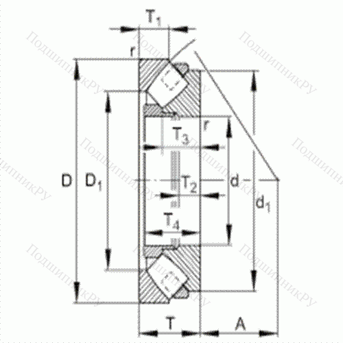 Подшипник роликовый упорно-радиальный сферический 29252-E 1-MB от производителя  FAG Подшипник роликовый упорно-радиальный сферический 29252-E 1-MB от производителя  FAG