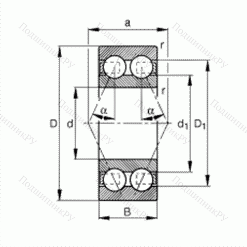 Подшипник шариковый радиально-упорный 3001-B-TVH от производителя  FAG Подшипник шариковый радиально-упорный 3001-B-TVH от производителя  FAG