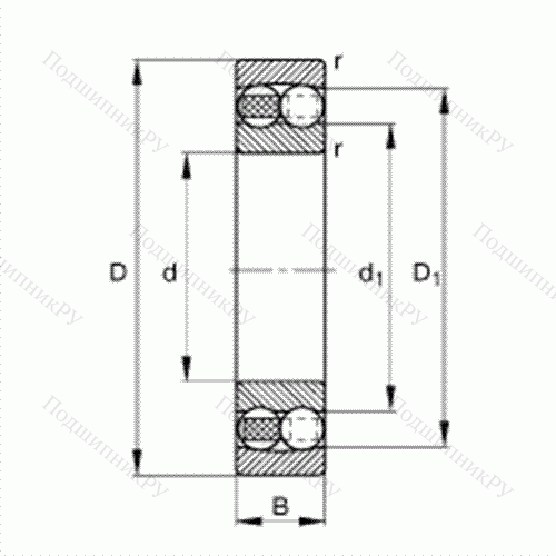 Подшипник шариковый радиально-сферический 2208-TVH от производителя  FAG Подшипник шариковый радиально-сферический 2208-TVH от производителя  FAG