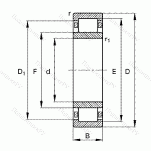 Подшипник роликовый радиальный NU 303-E-TVP 2 от производителя  FAG Подшипник роликовый радиальный NU 303-E-TVP 2 от производителя  FAG
