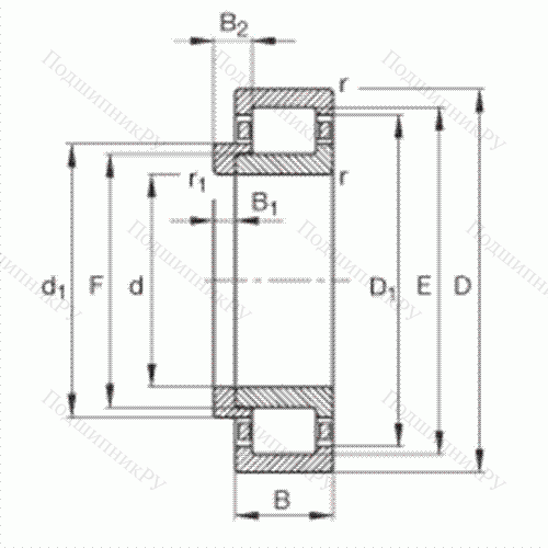 Подшипник роликовый радиальный NJ 2238-E-M 1 + HJ 2238-E от производителя  FAG Подшипник роликовый радиальный NJ 2238-E-M 1 + HJ 2238-E от производителя  FAG