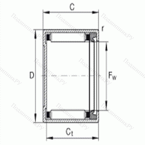 Подшипник роликовый игольчатый с одним наружным штампованным кольцом, закрытым с одной стороны