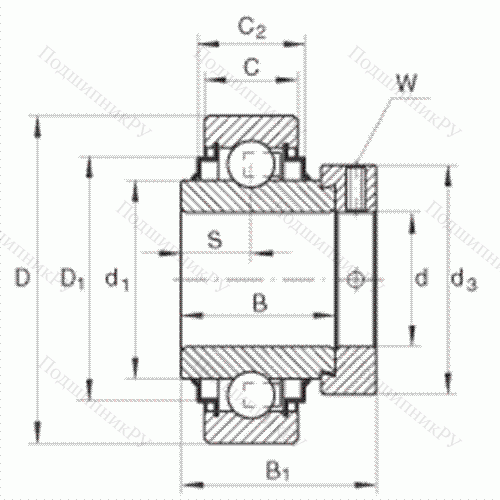 Подшипник шариковый закрепляемый E 70-KRR от производителя  INA Подшипник шариковый закрепляемый E 70-KRR от производителя  INA